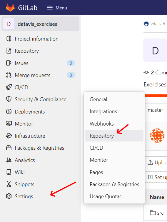 1. Open repository settings
