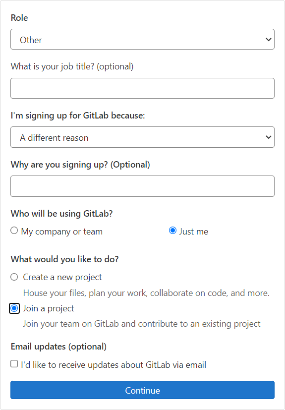 Sign up questions
