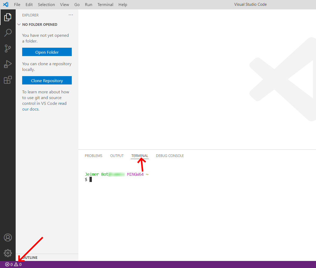 2. Access VSCode's terminal