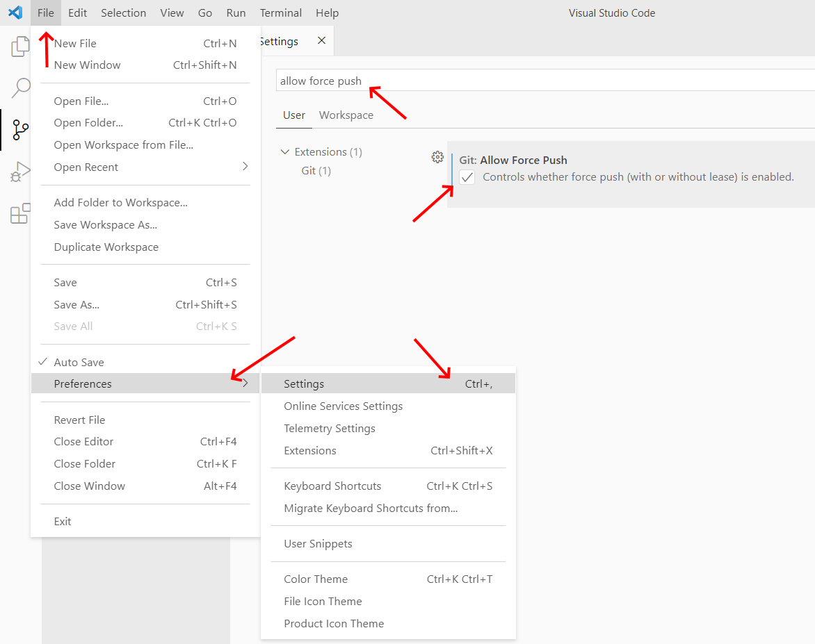 2. Enable git force-push.